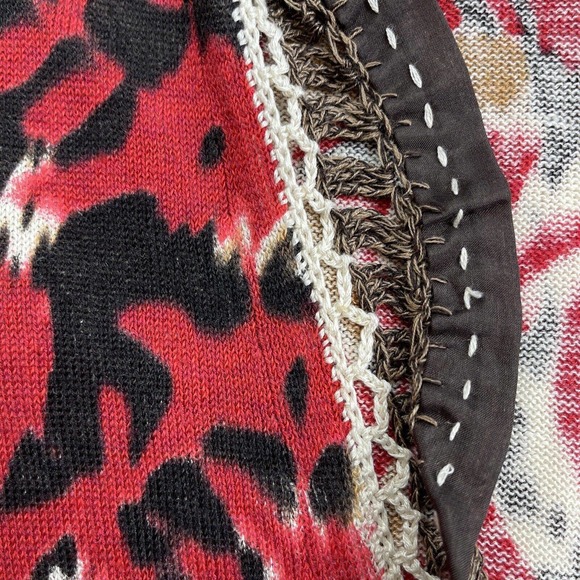 Zozo Knit Cardigan Sweater Linen Blend Size L Button Front Floral Thin - Picture 3 of 10